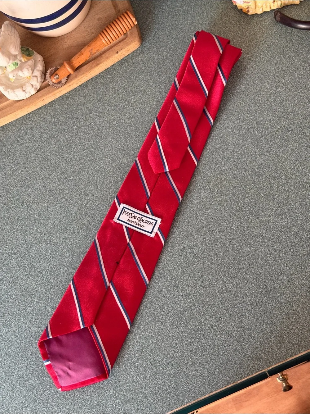 Vintage Yves Saint Laurent red silk necktie